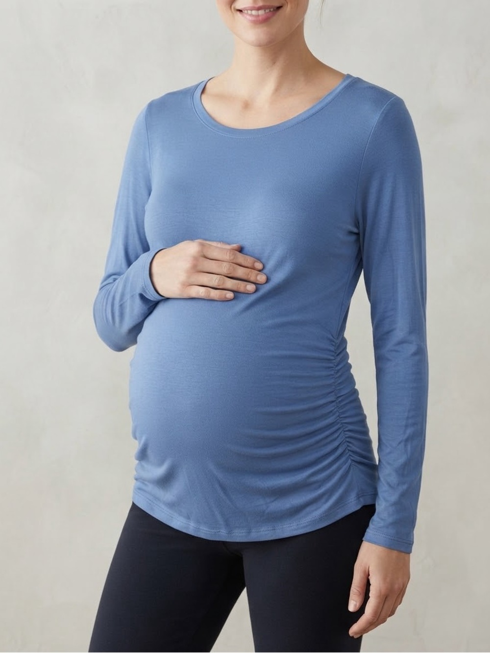 Sonoma Dusty Blue Maternity Long-Sleeve Scoop Neck Top